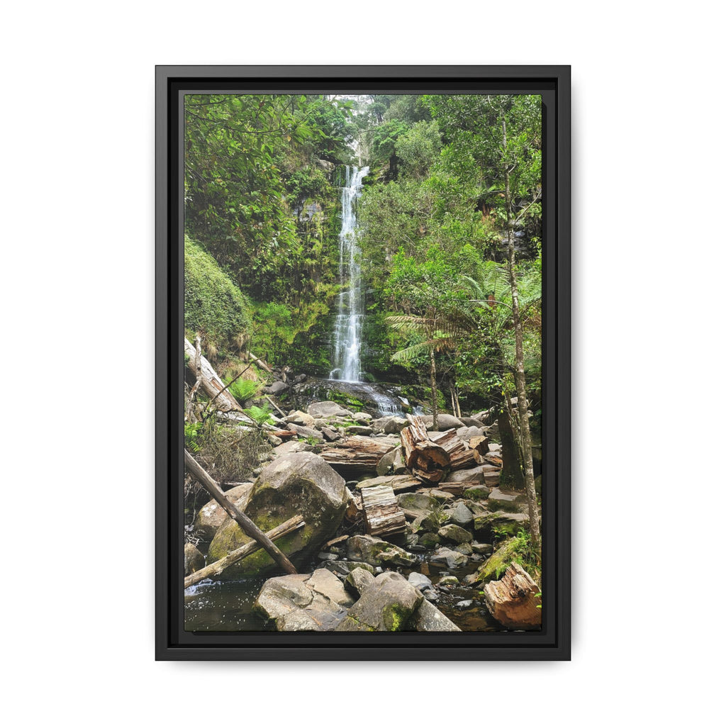 Framed Matte Canvas Waterfall — Victorian Countryside Nature Wall Art