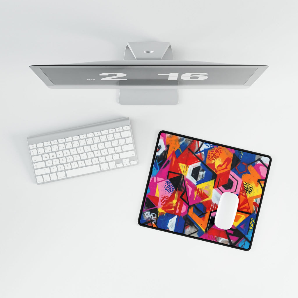 Graffiti Geometry Desk Mat — Colorful Urban Art Mouse Pad