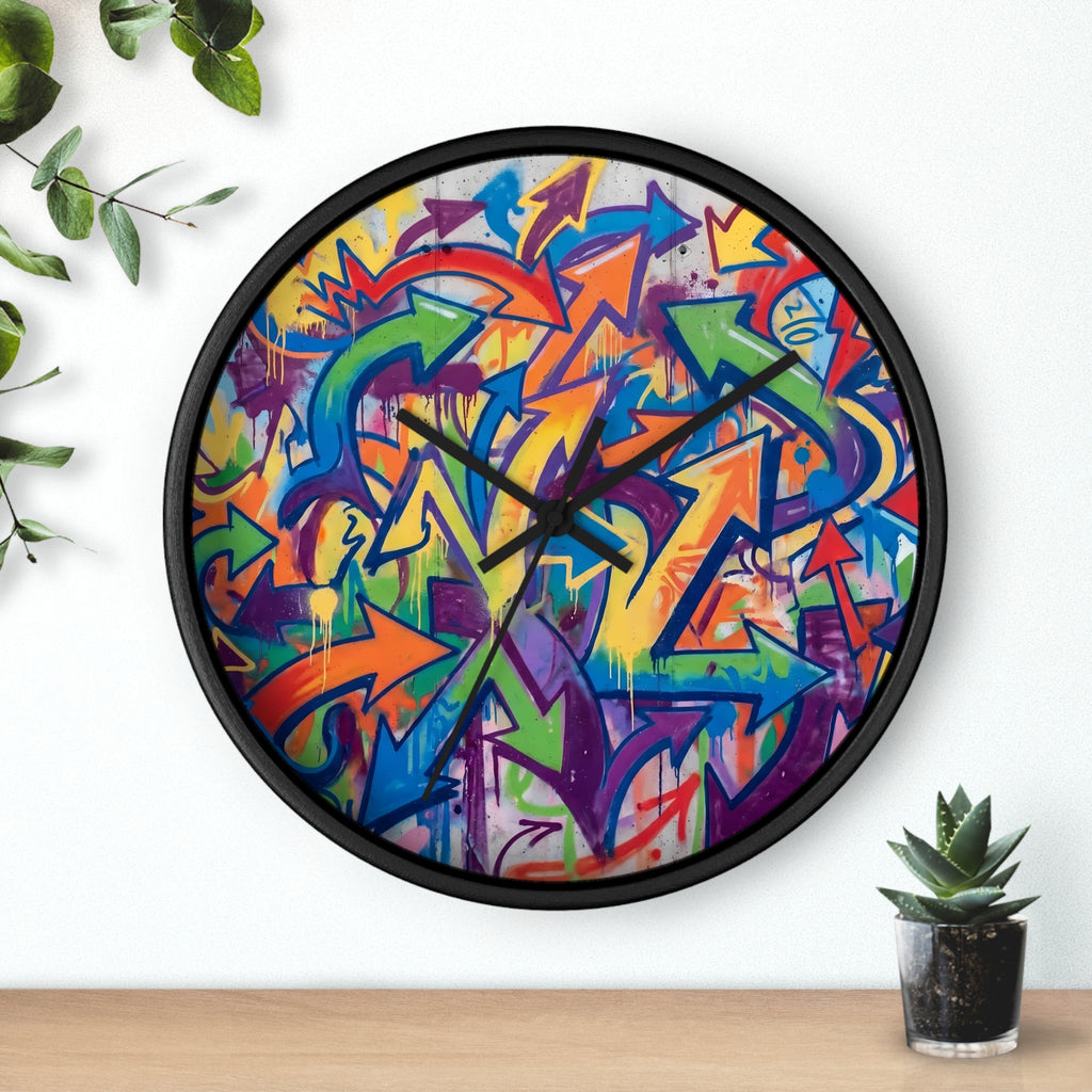 Graffiti Wall Clock — Colorful Urban Street Art Timepiece