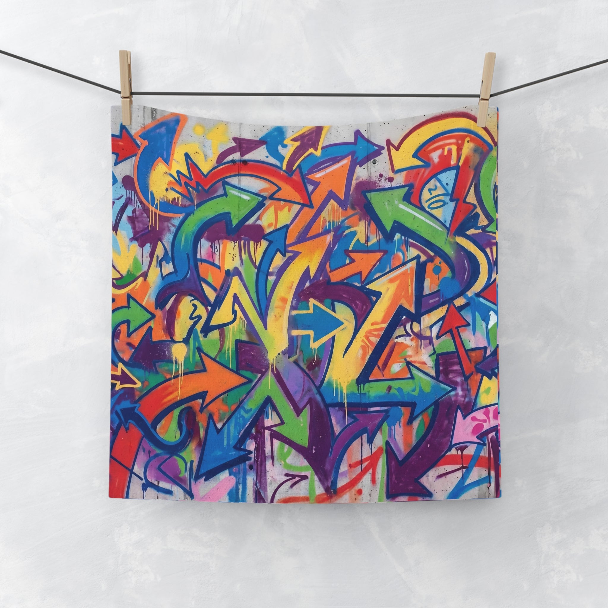 Face Towel - Graffiti Arrows — Colourful Urban Street Art Hand Towel