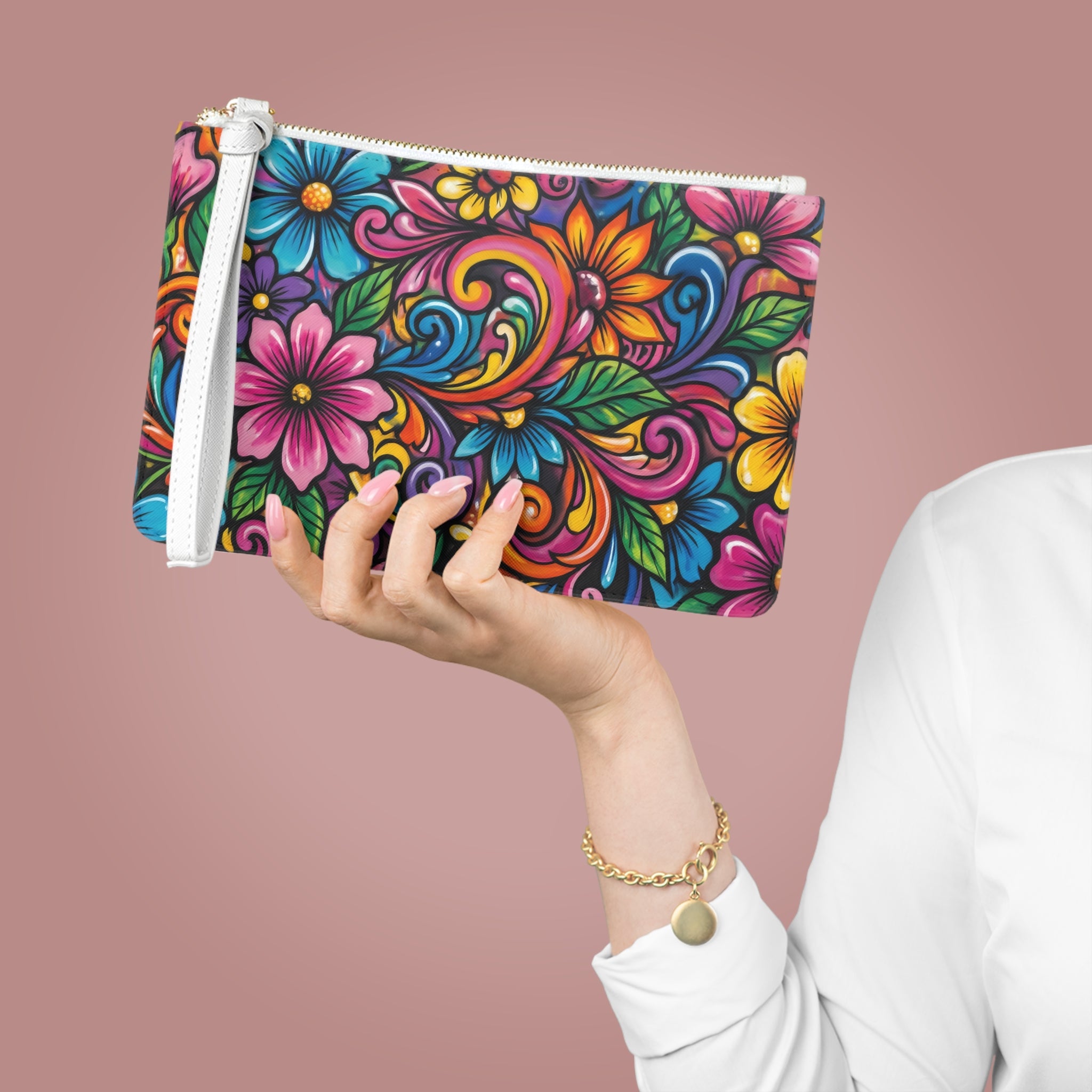 Clutch Bag — Vibrant Floral Swirl Purse