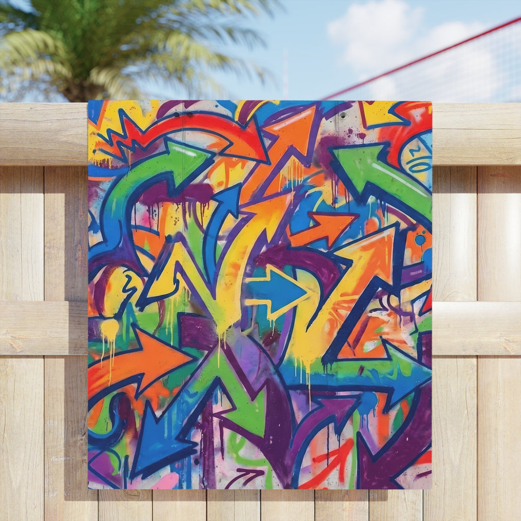Graffiti Art Beach Towel — Colorful Urban Street Art Print