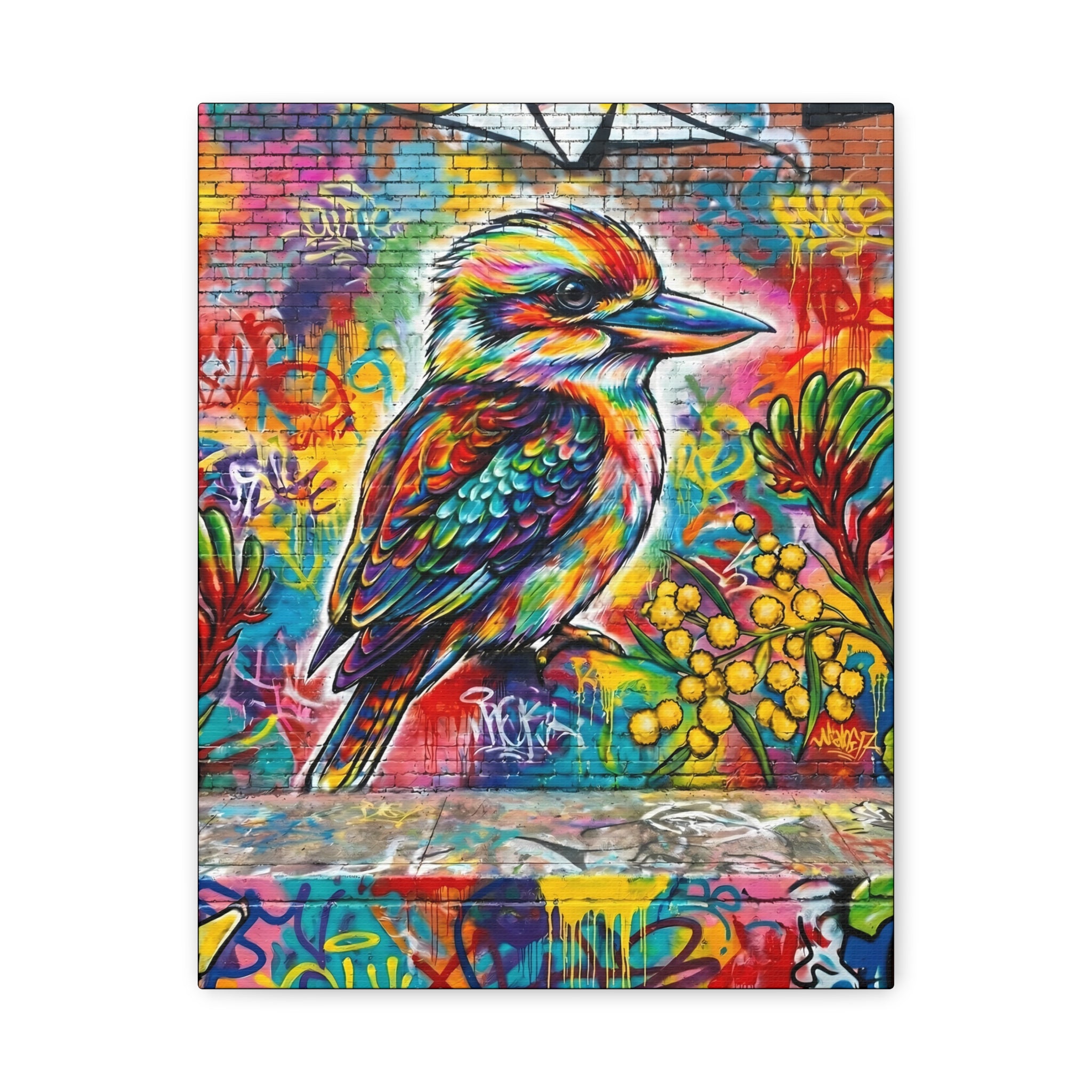 Graffiti Art Kookaburra Matte Canvas Stretched 1.25"