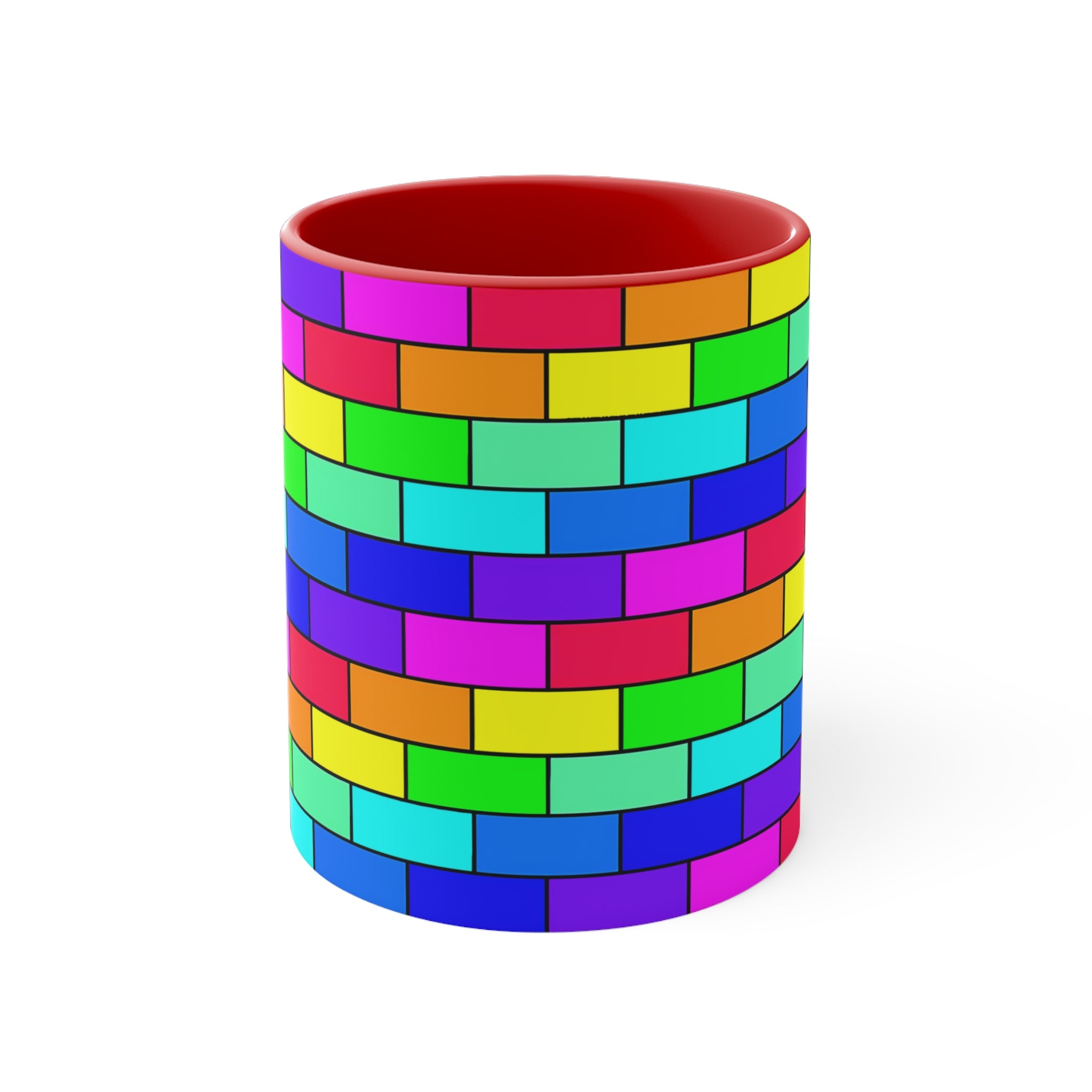 Colorful Accent Mug — Rainbow Brick Wall, 11oz