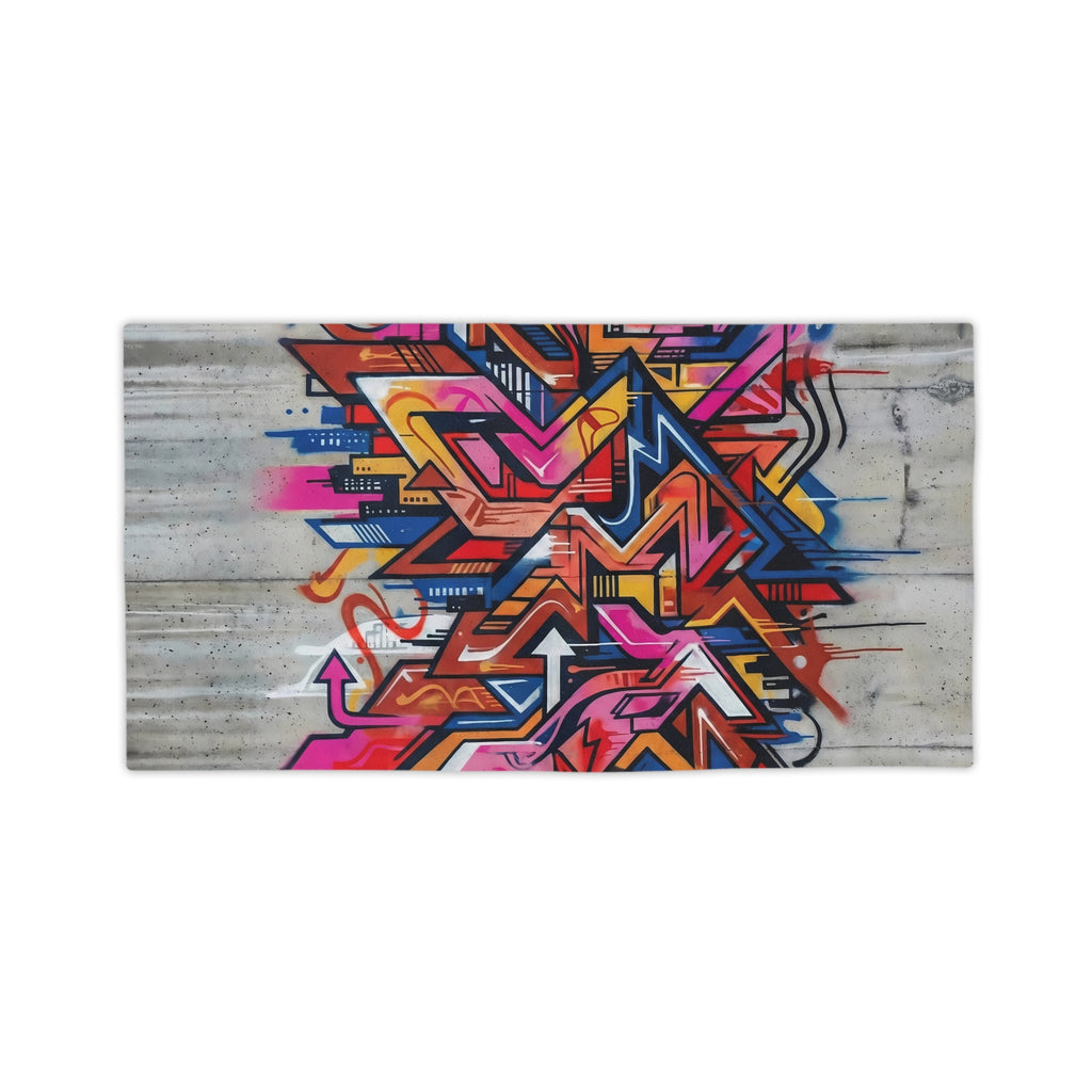 Graffiti Art Beach Towel — Vibrant Concrete-Background Design