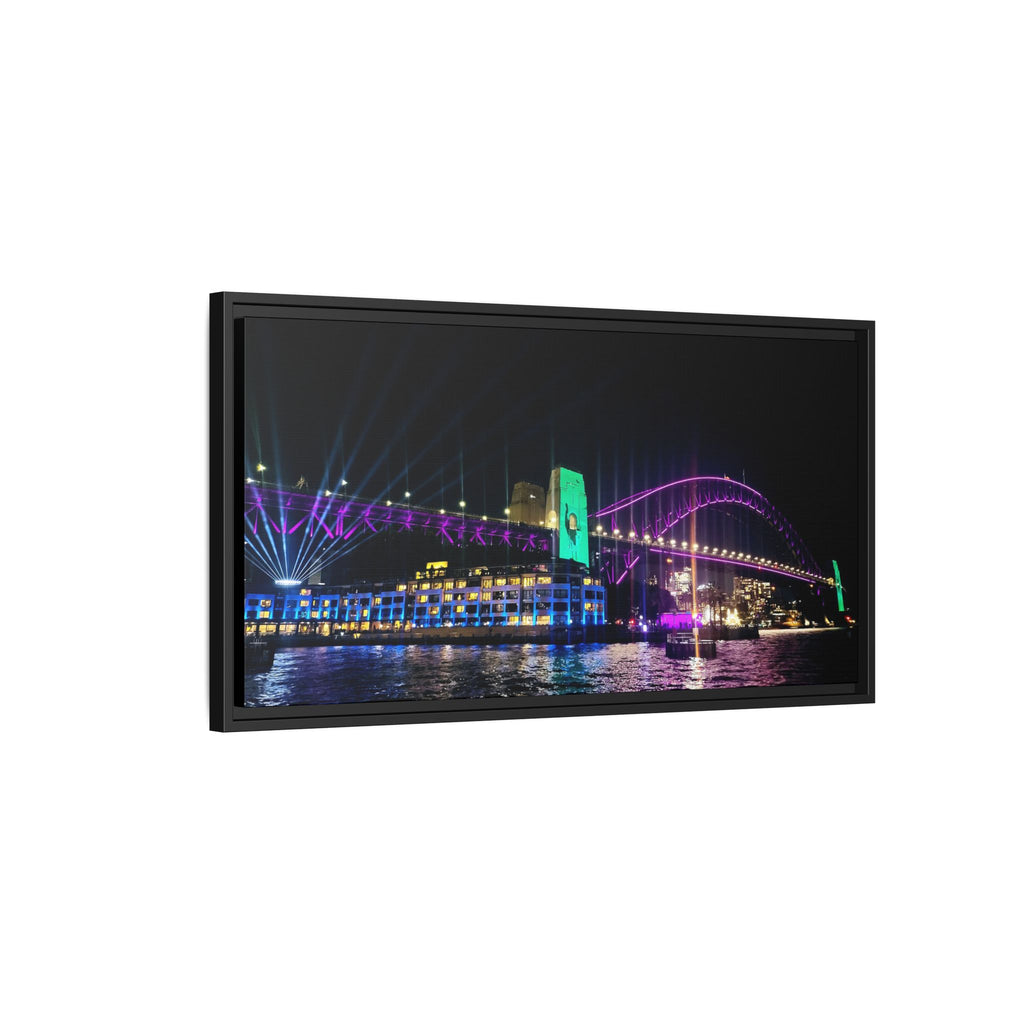 Framed Matte Canvas Sydney Harbour Bridge Nighscape — Vibrant Wall Art