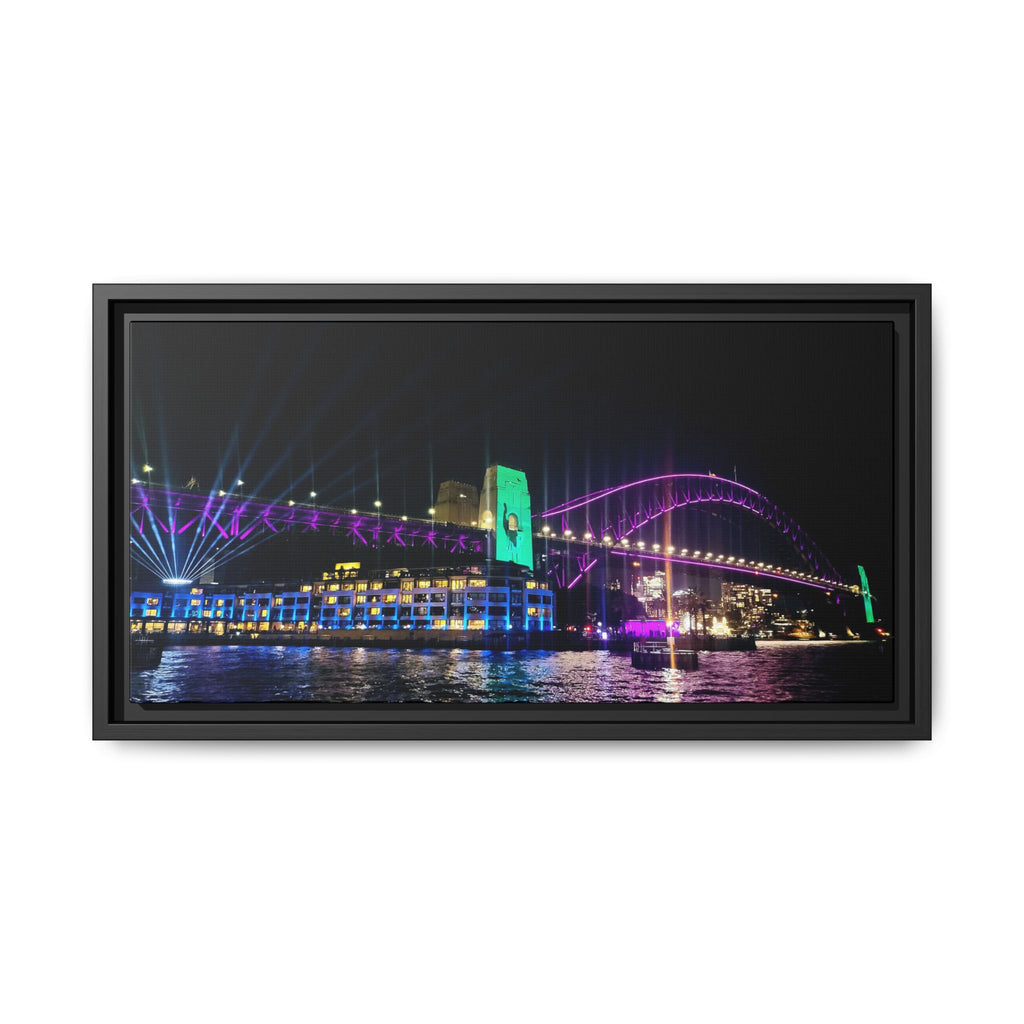 Framed Matte Canvas Sydney Harbour Bridge Nighscape — Vibrant Wall Art