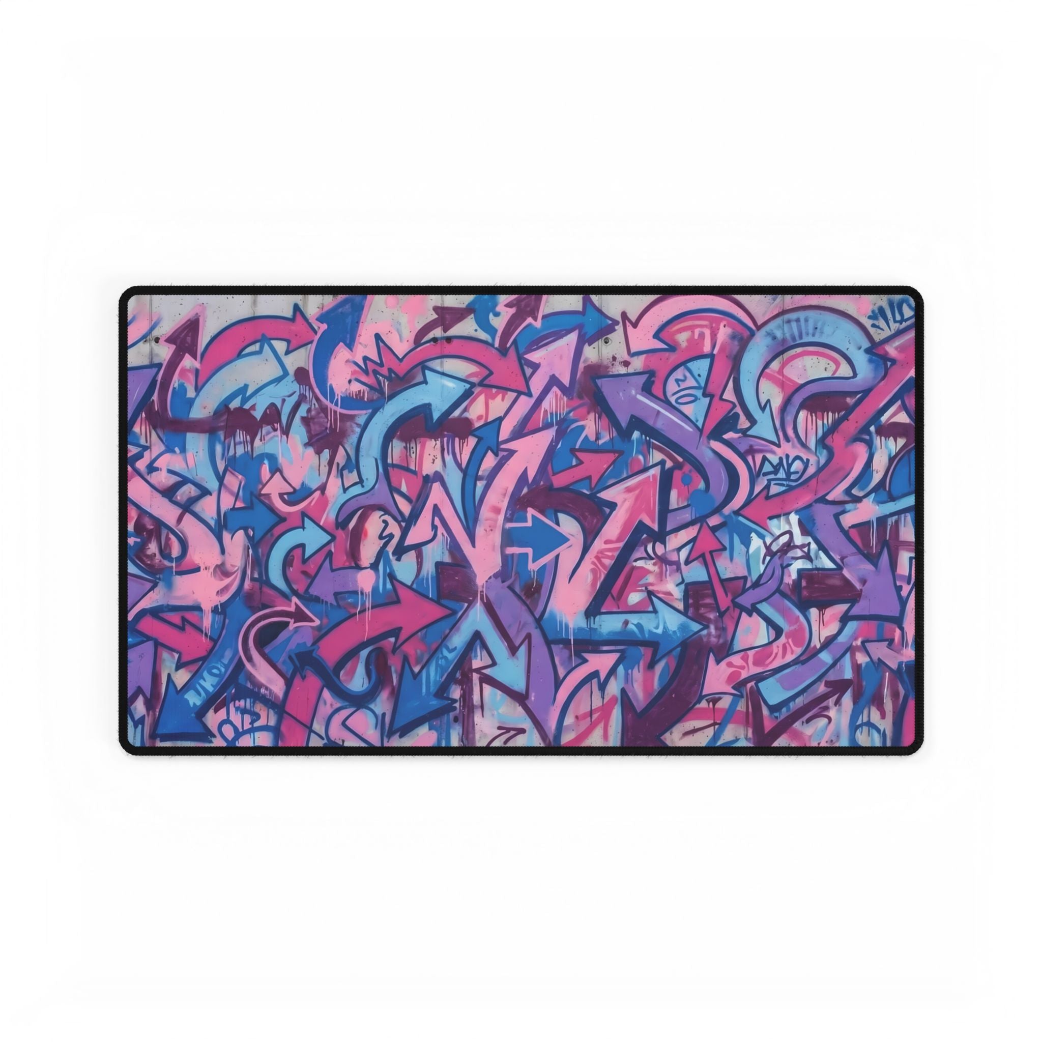 Graffiti Arrow Desk Mat — Pink & Purple Street Art Gaming Mouse Pad