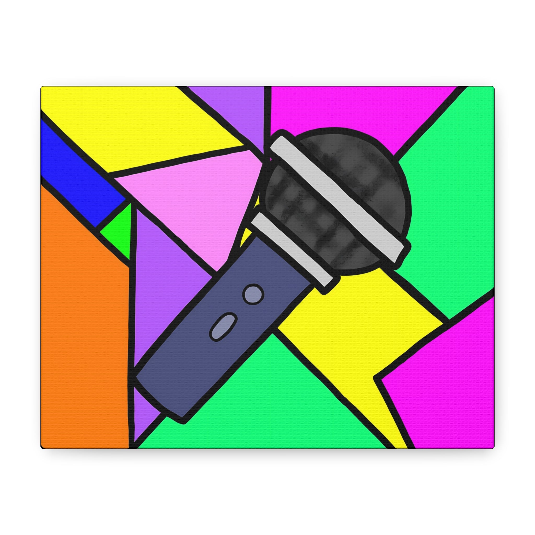 Classic Matte Canvas Pop Art Microphone — Vibrant Wall Art