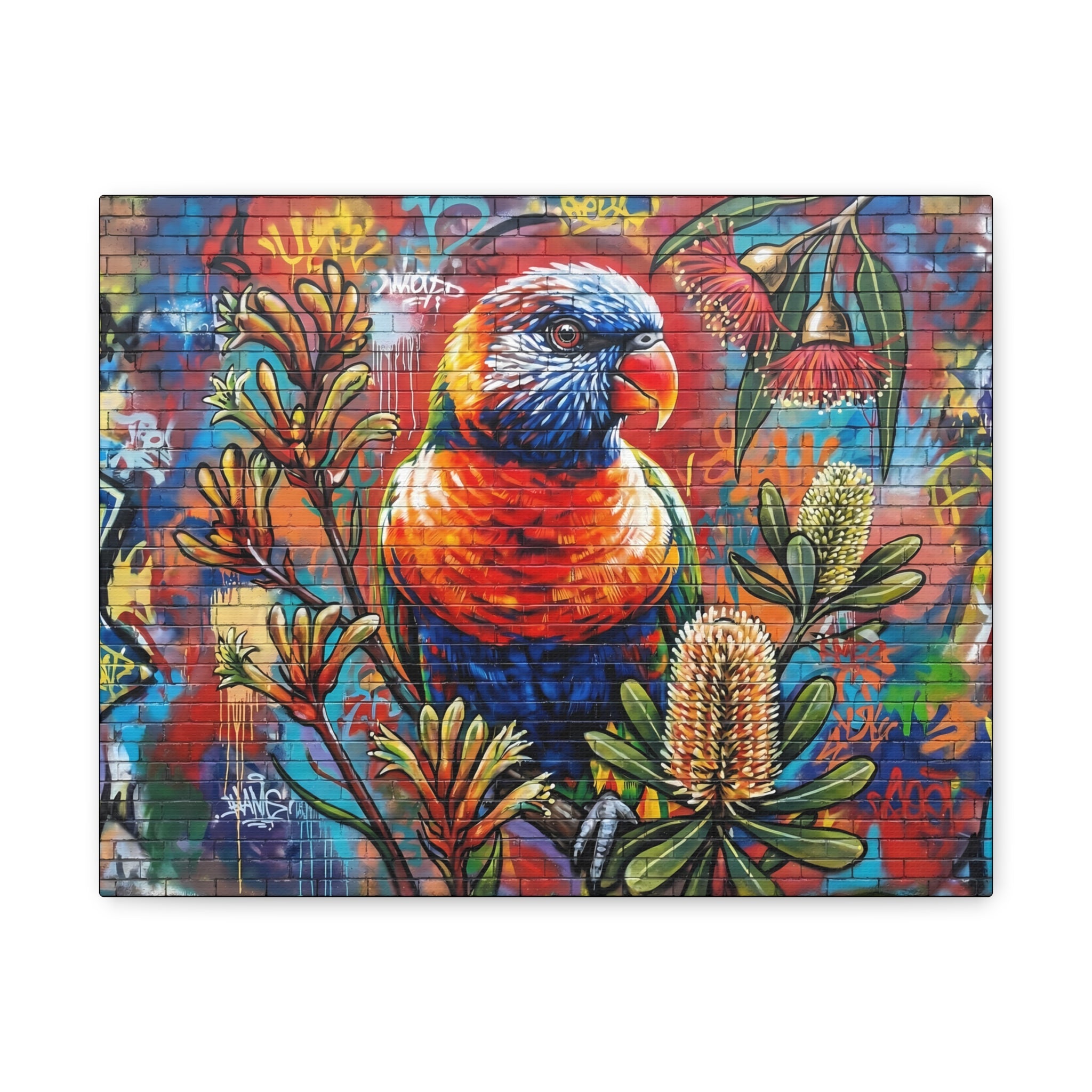 Rainbow Lorikeet Graffiti Canvas Print — Urban Bird Wall Art