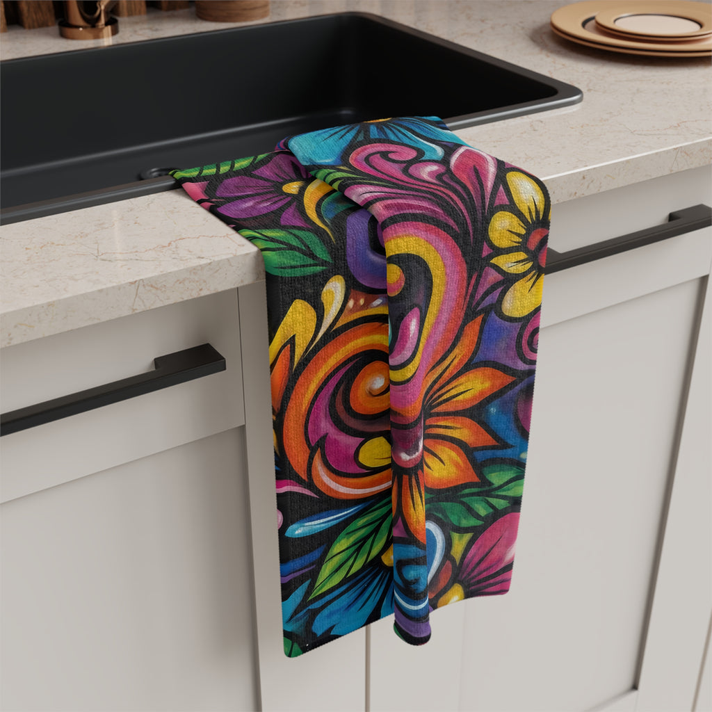 Floral Microfiber Tea Towel — Beautiful Bloom Kitchen Towel