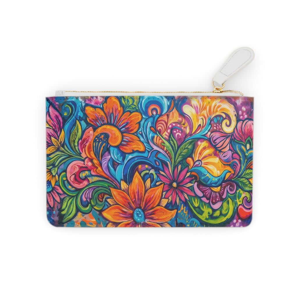 Mini Clutch Bag — Vibrant Floral Boho Zipper Pouch