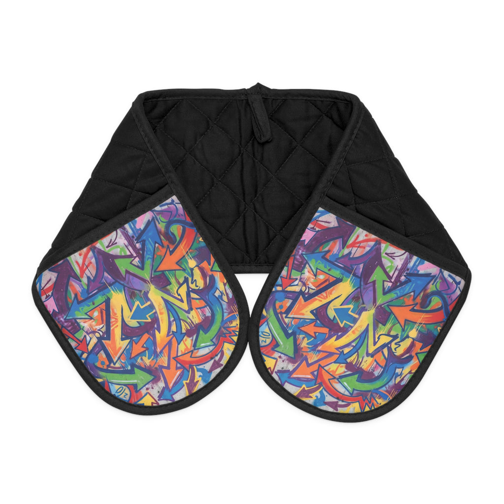 Colorful Abstract Oven Mitts - Double-Handled Pot Holder for Kitchen & Baking