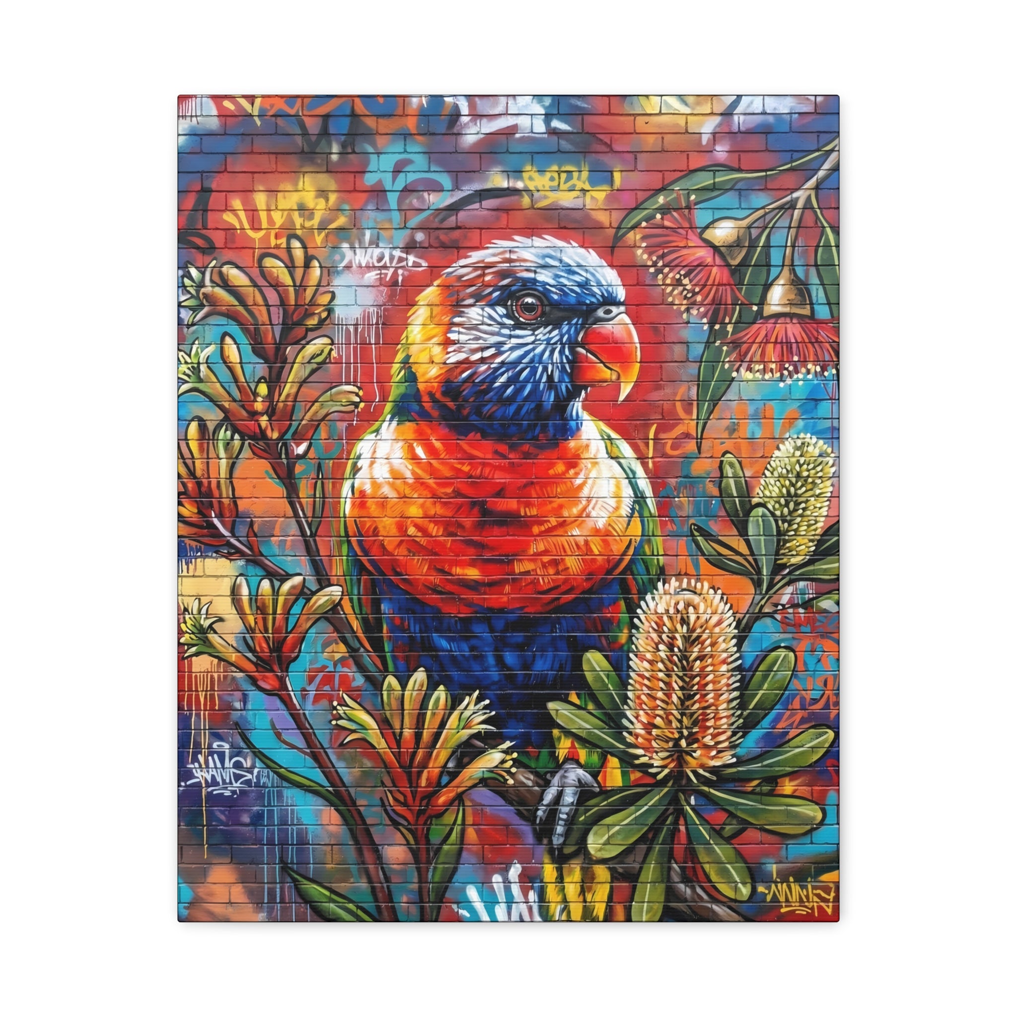 Rainbow Lorikeet Graffiti Canvas Print — Urban Bird Wall Art