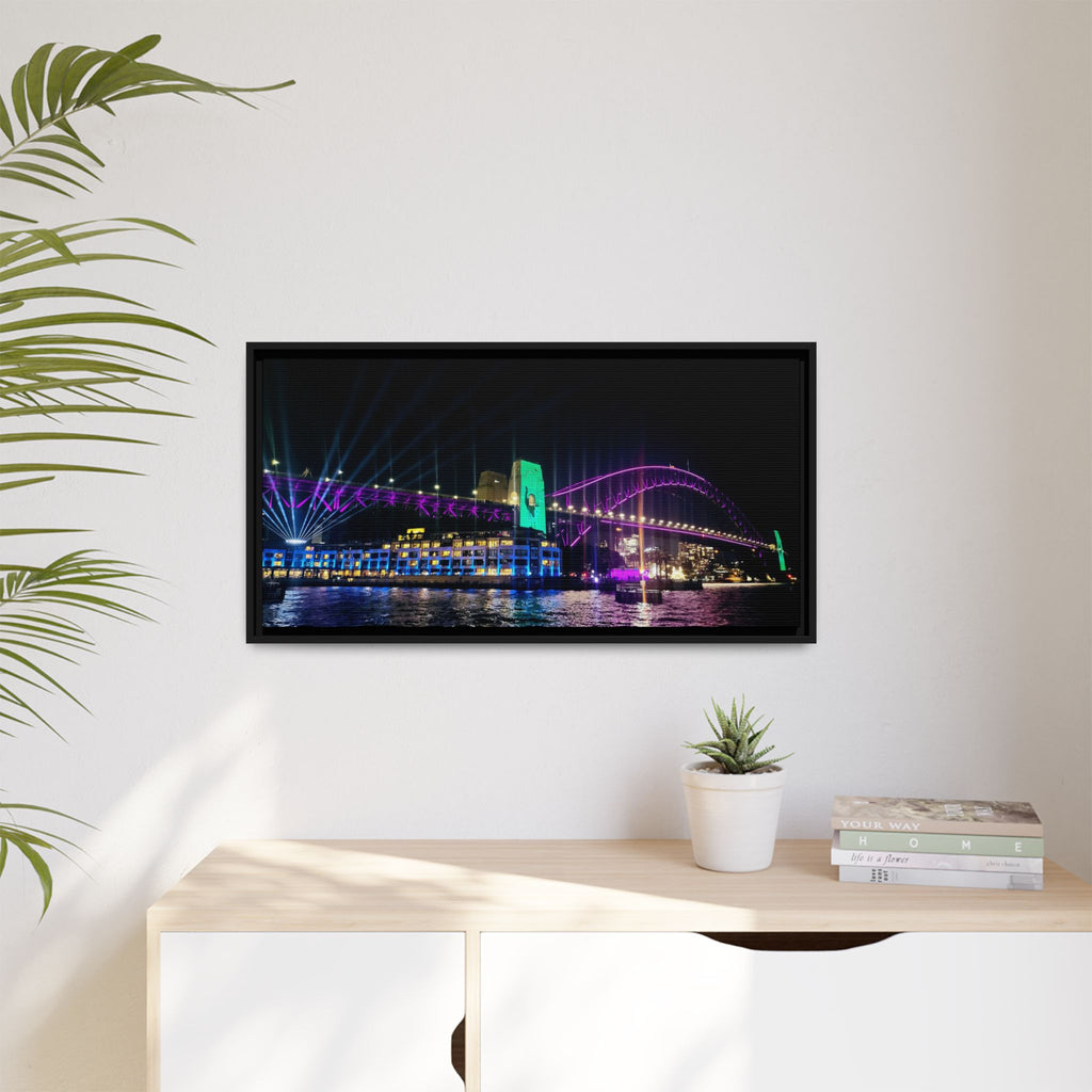 Framed Matte Canvas Sydney Harbour Bridge Nighscape — Vibrant Wall Art
