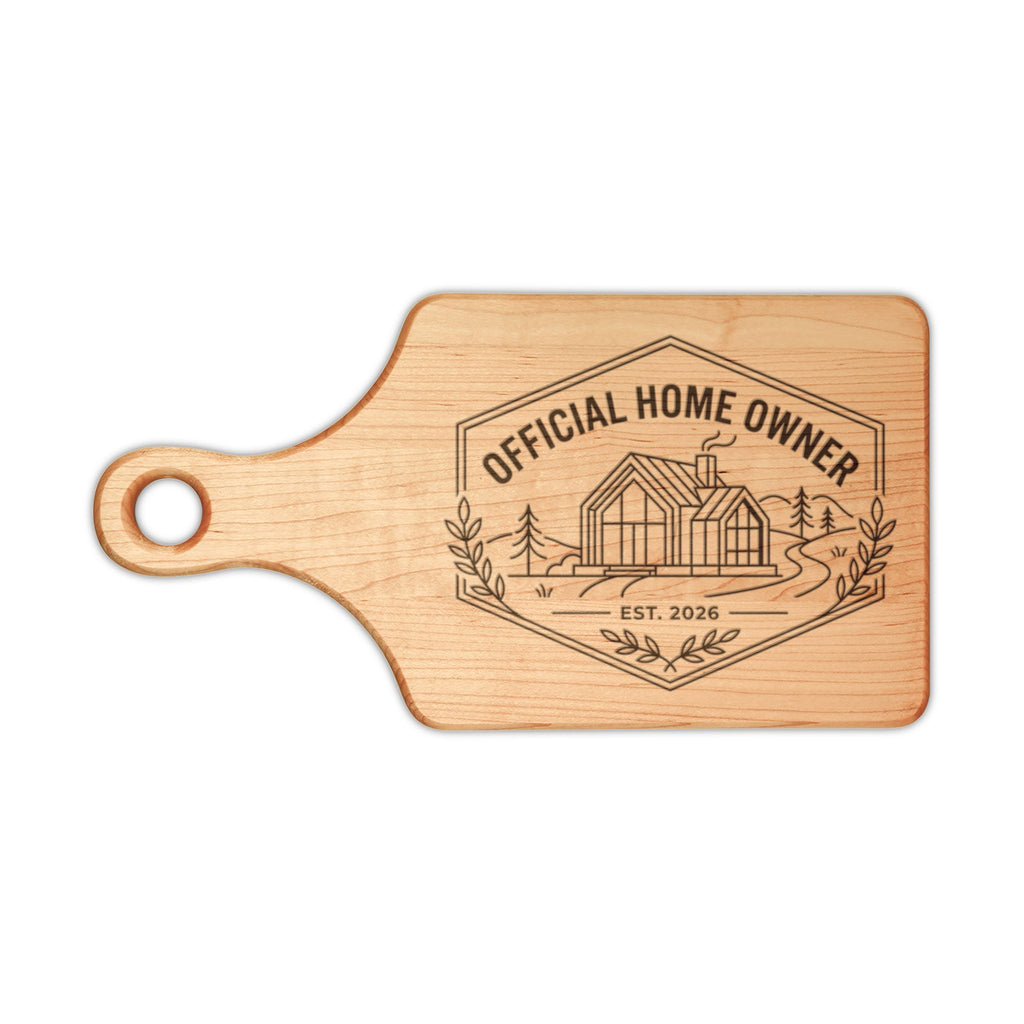 Official Homeowner EST 2026 Wooden Cutting Board | Engraved Housewarming Gift, Modern Style