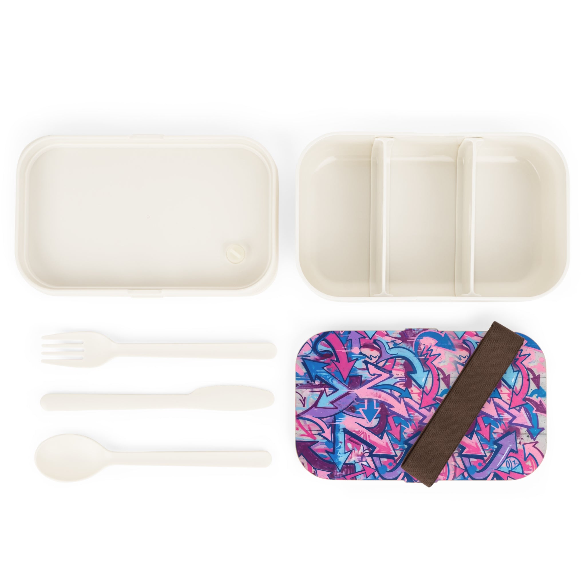 Graffiti Arrow Bento Lunch Box — Pink & Blue Urban Street Art Design