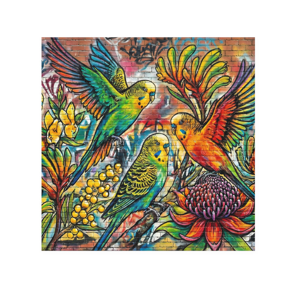 Face Towel — Colourful Budgerigar Floral Hand Towel