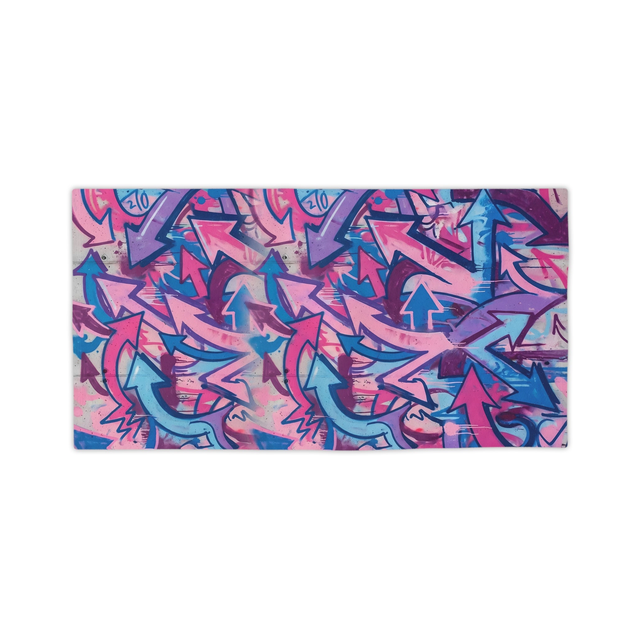 Graffiti Arrow Beach Towel — Pink & Blue Urban Street Art Design