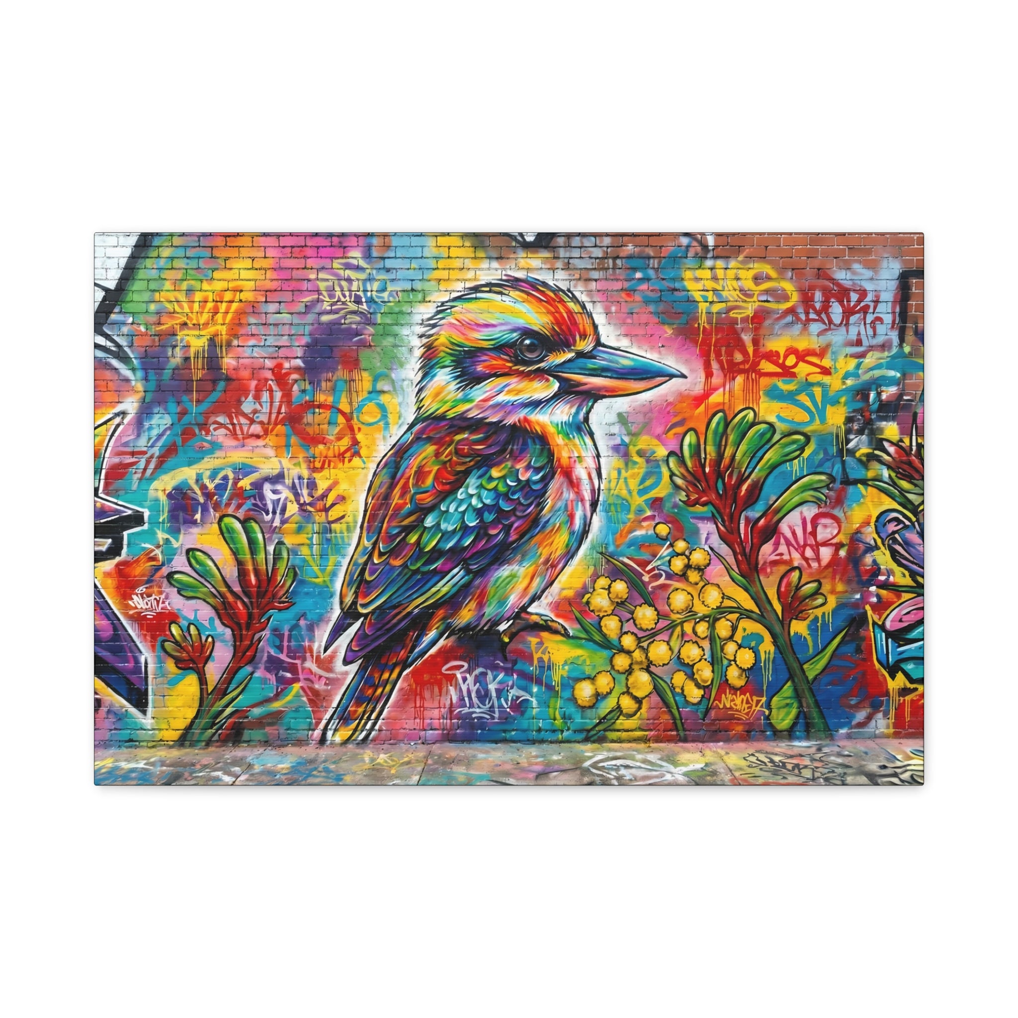 Graffiti Art Kookaburra Matte Canvas Stretched 1.25"