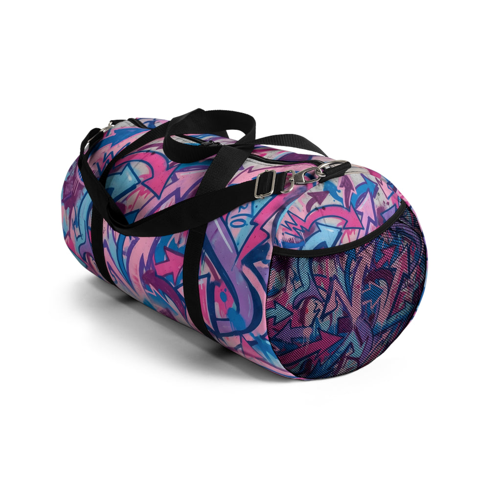 Pink & Blue Graffiti Duffel Bag — Urban Street Art Travel Gym Bag
