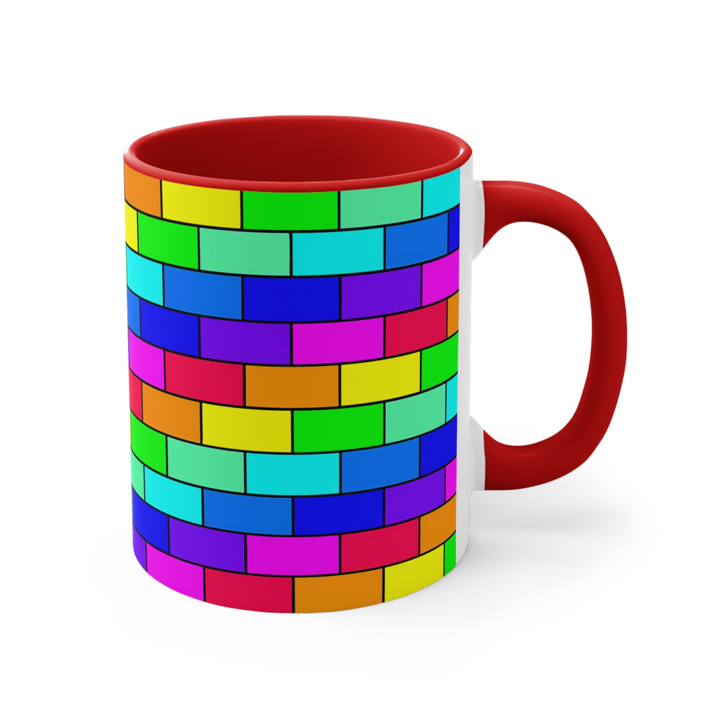 Colorful Accent Mug — Rainbow Brick Wall, 11oz