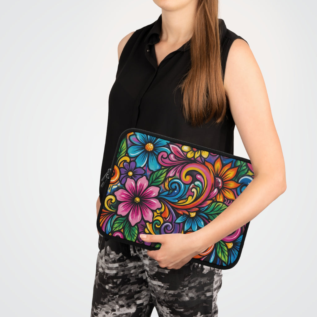 Colorful Floral Laptop Sleeve — Vibrant Boho Protective Case