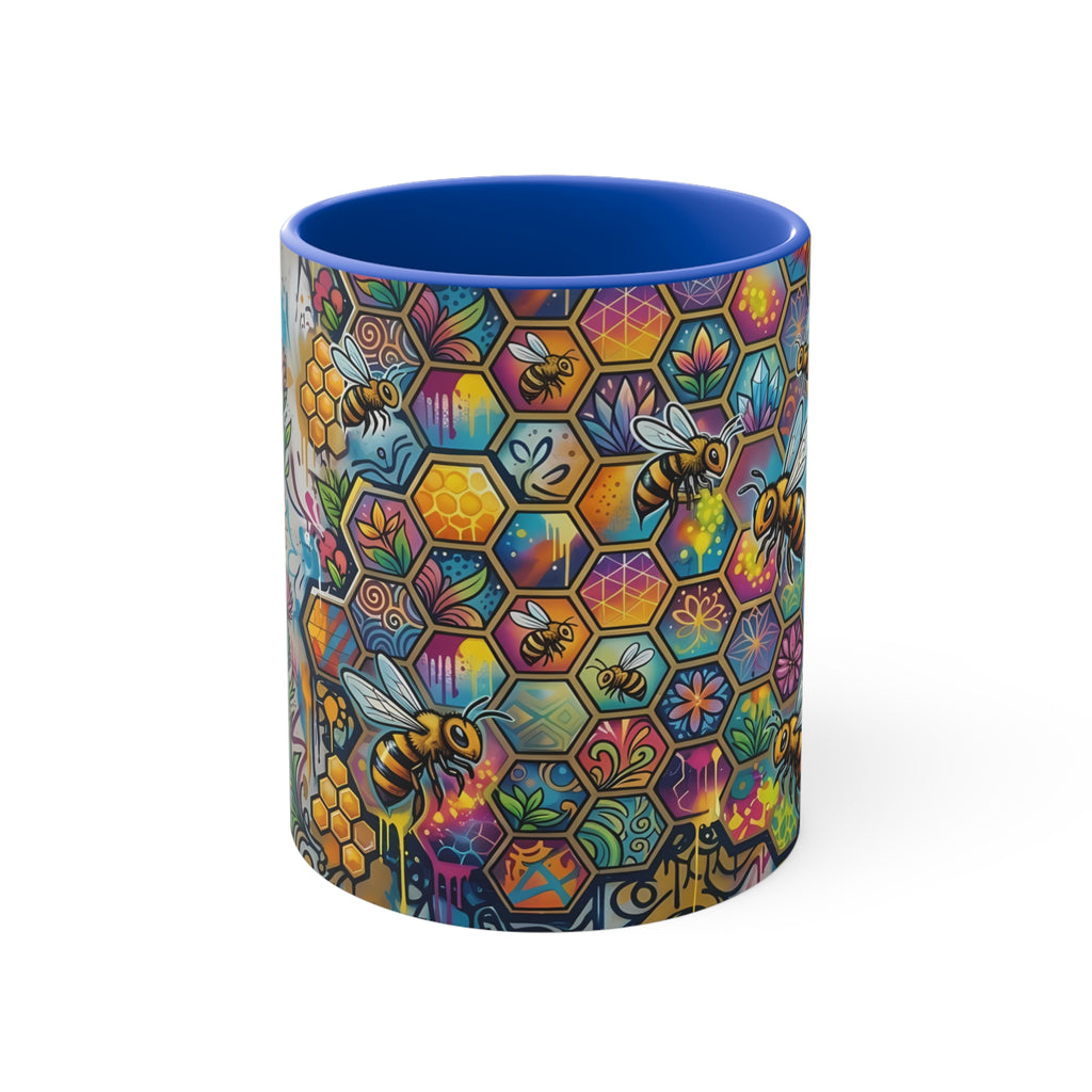 Honeycomb Bees Mug | Urban Art Design Coffee Mug, 11oz Ceramic