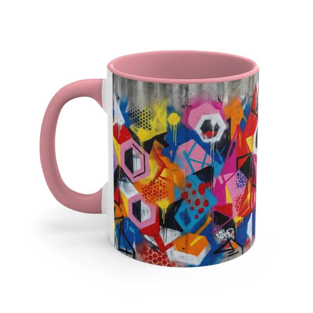 Colorful Geometric Accent Mug — 11oz Vibrant Abstract Coffee Cup