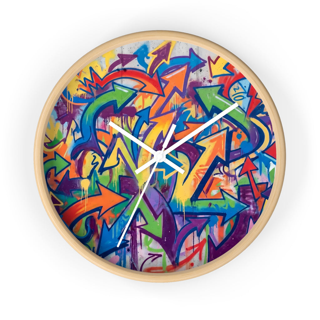 Graffiti Wall Clock — Colorful Urban Street Art Timepiece