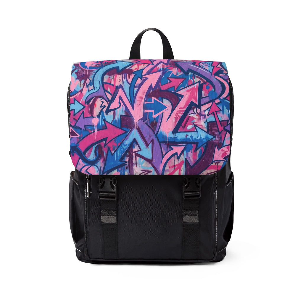 Graffiti Arrow Backpack — Colorful Urban Casual Shoulder Pack