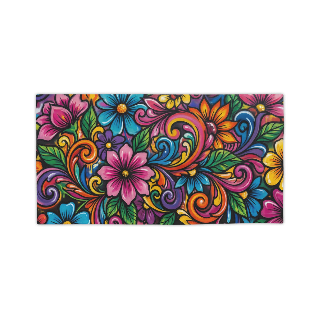 Vibrant Floral Beach Towel – Colorful Tropical Design