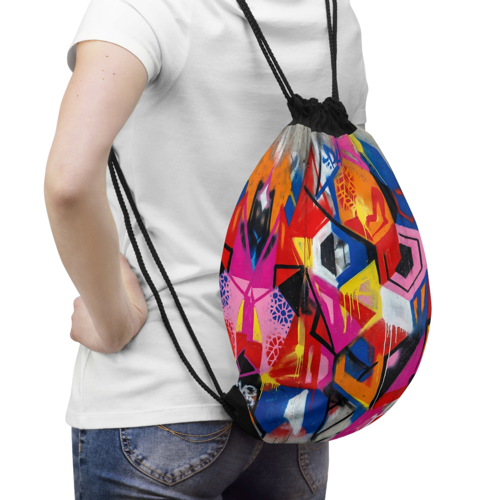 Colorful Graffiti Street Art Drawstring Bag | Vibrant Urban Design