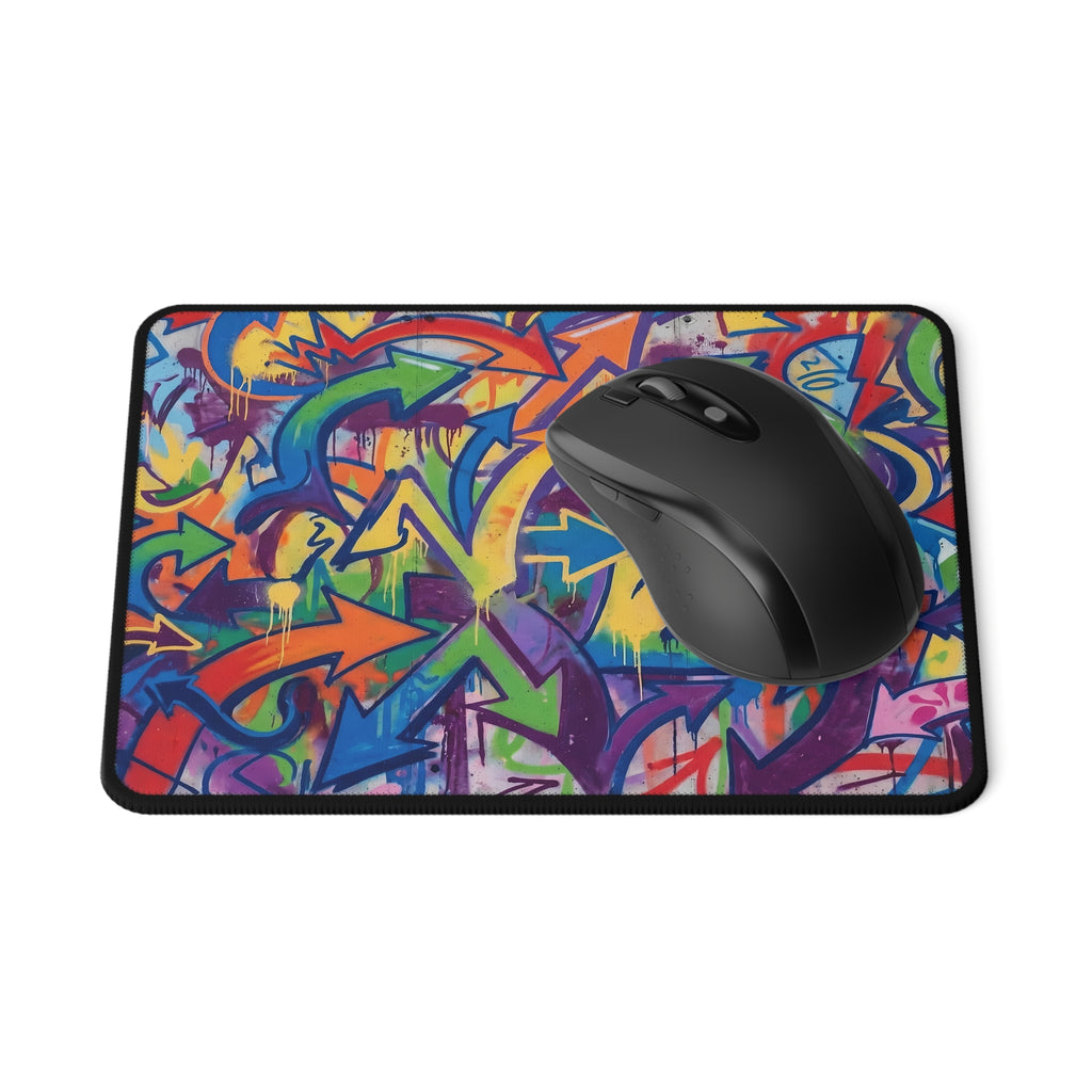 Graffiti Arrows Non‑Slip Gaming Mouse Pad — Colorful Street Art Desk Mat