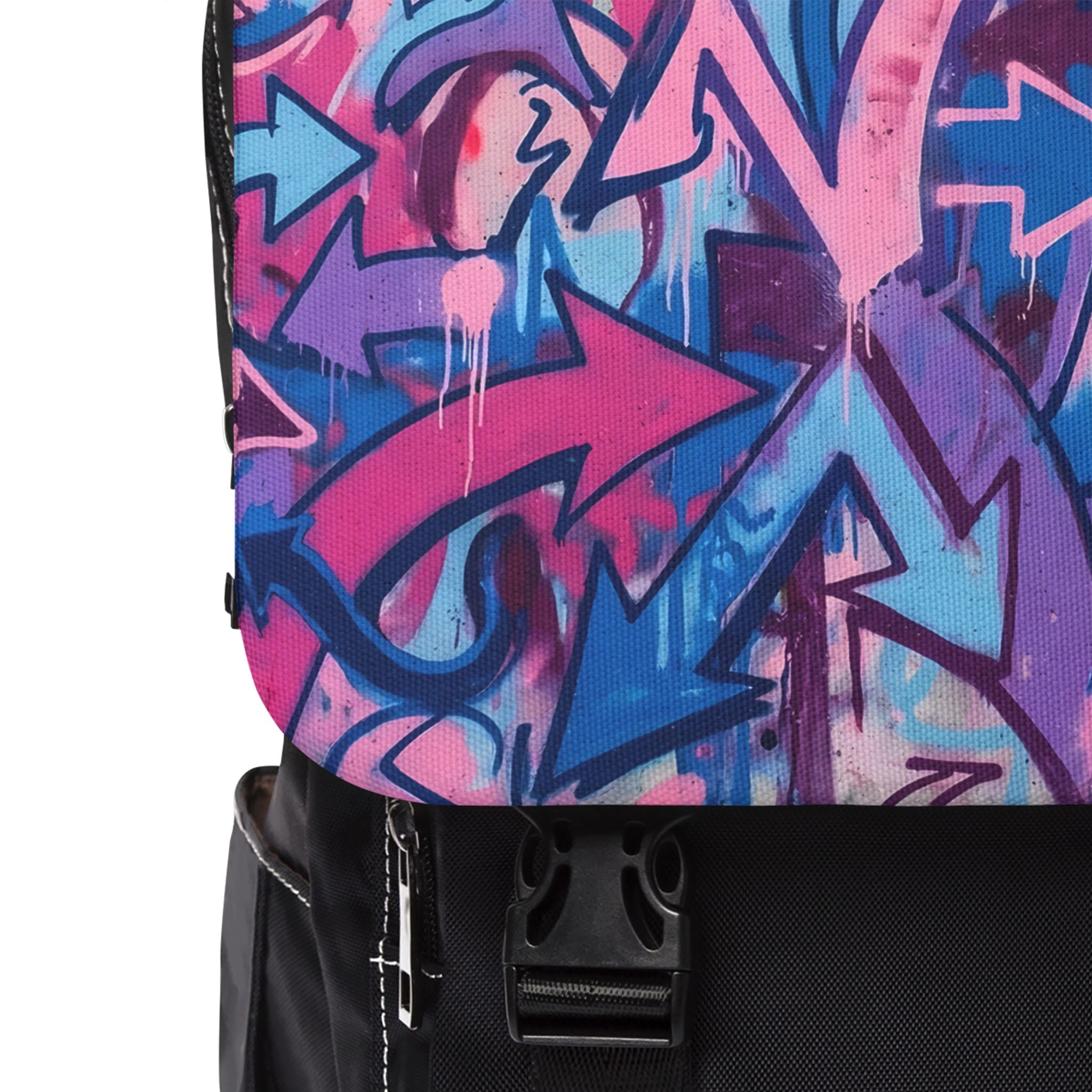 Graffiti Arrow Backpack — Colorful Urban Casual Shoulder Pack