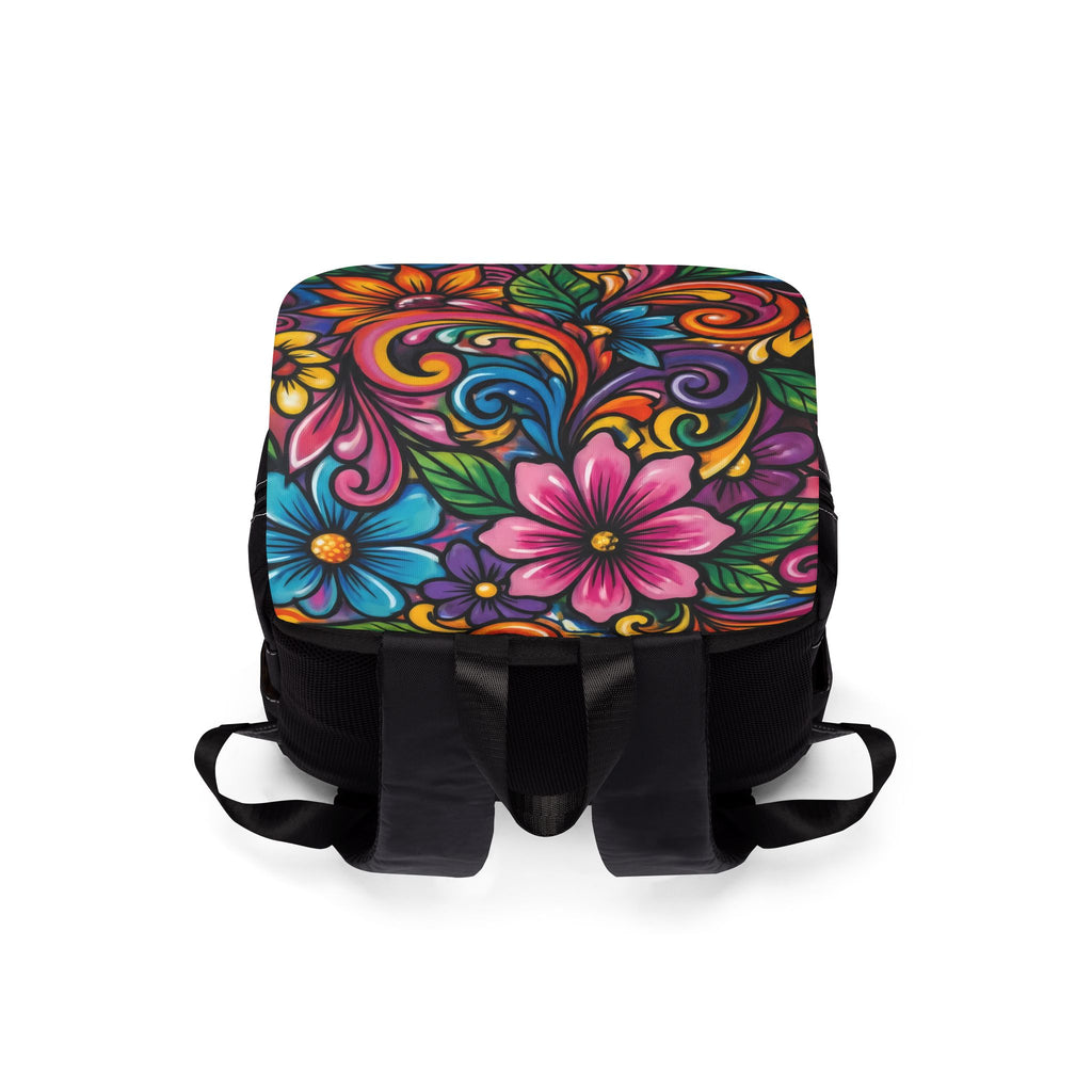 Floral Boho Backpack — Colorful Hand-Painted Flower Shoulder Bag