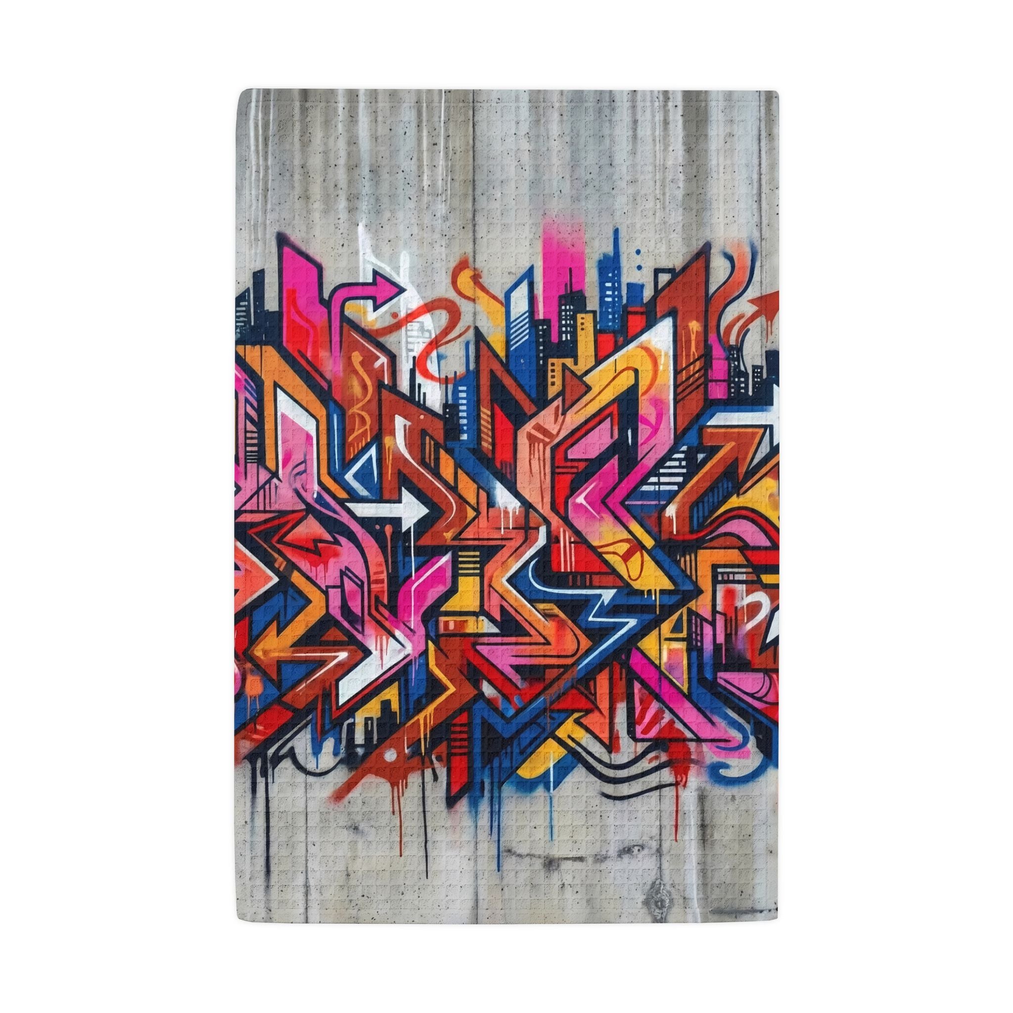 Waffle Weave Kitchen Tea Towel - Graffiti Urban Art