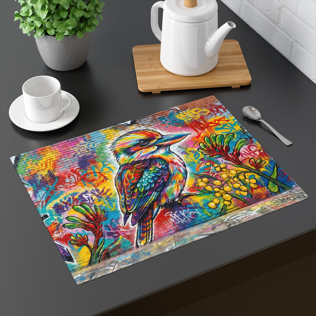 Colorful Kookaburra Placemat — Graffiti Bird Art Table Mat