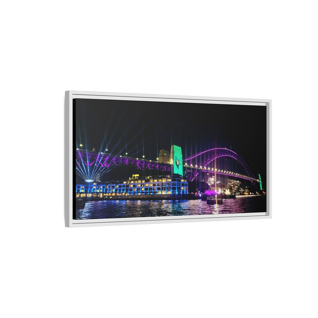 Framed Matte Canvas Sydney Harbour Bridge Nighscape — Vibrant Wall Art