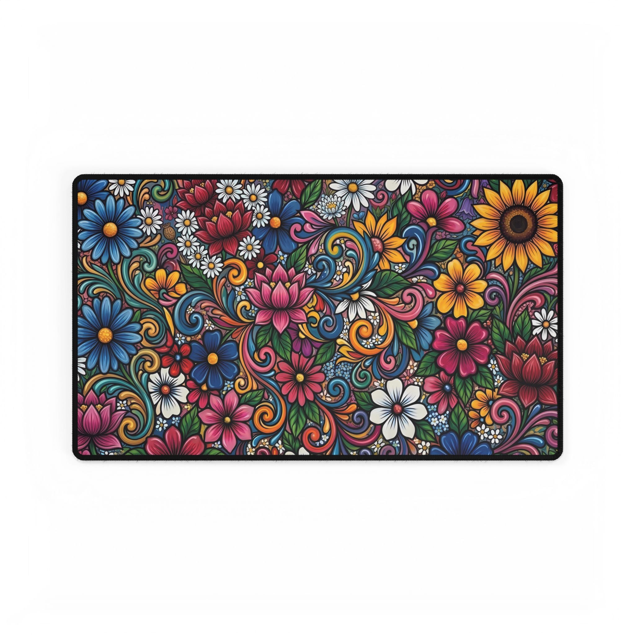 Colorful Floral Pattern Desk Mat | Boho Flower Mouse Pad