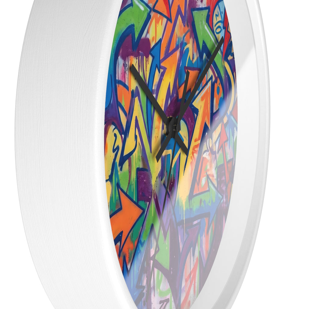 Graffiti Wall Clock — Colorful Urban Street Art Timepiece