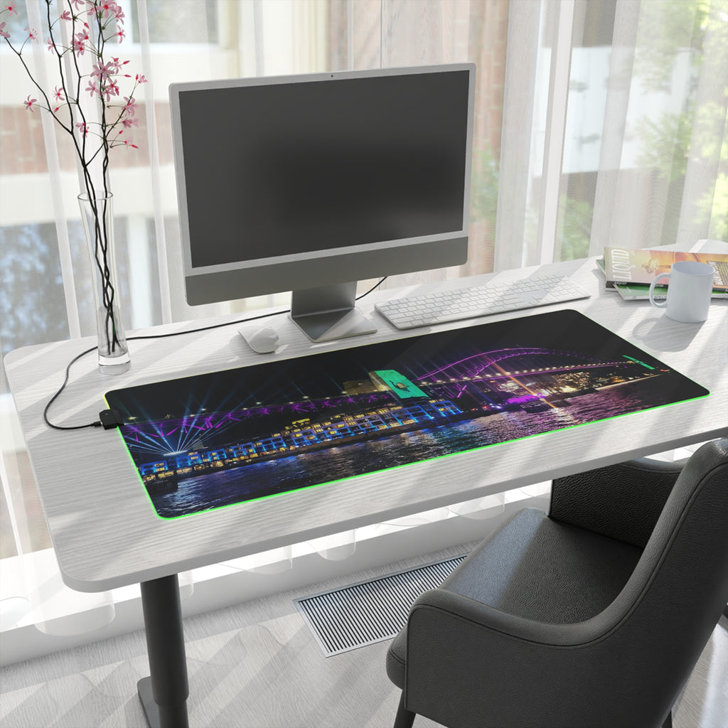 LED Gaming Desk Mat – RGB Sydney Harbour Cityscape Mouse Pad