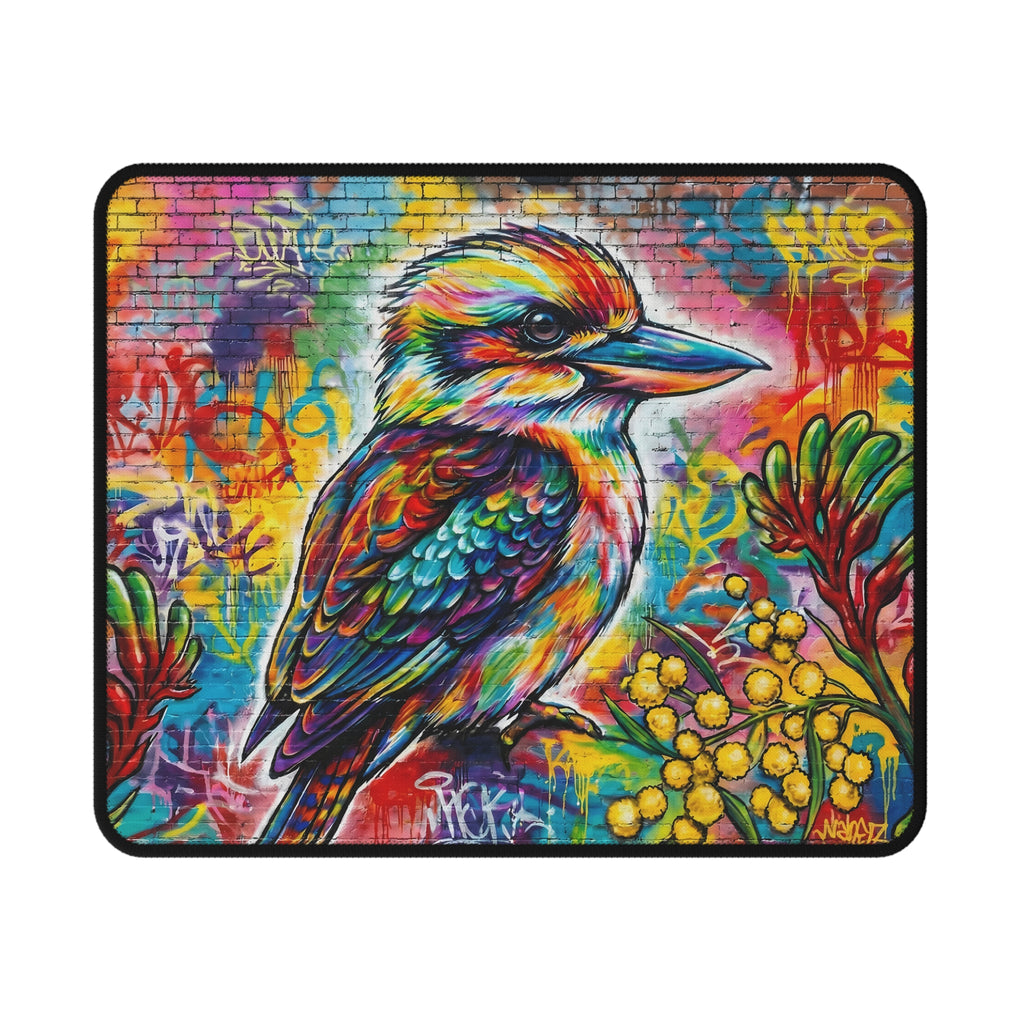 Vibrant Kookaburra Graffiti Mouse Pad — Non‑Slip Gaming Desk Mat