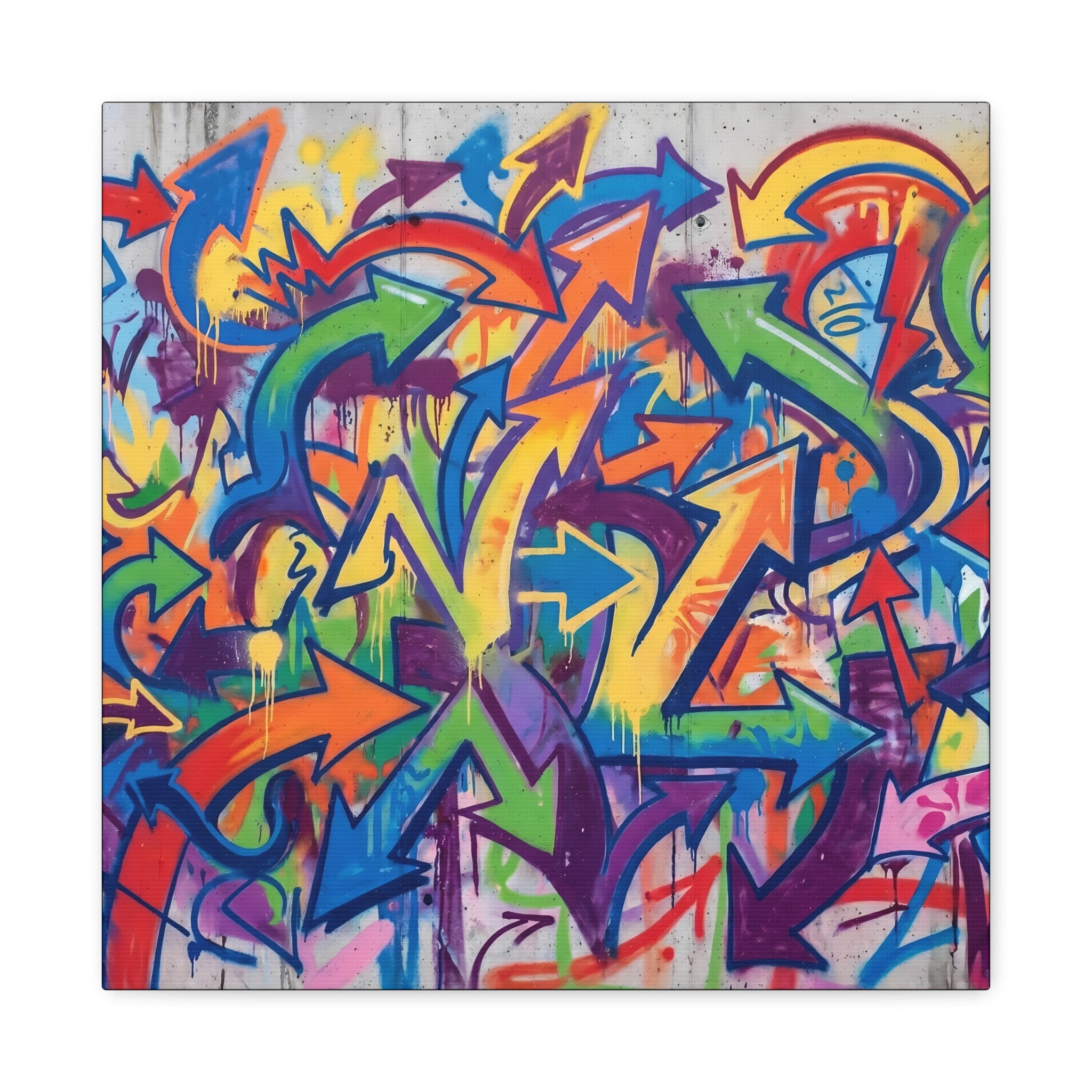 Abstract Arrow Graffiti Canvas Print — Colorful Urban Street Art Wall Decor