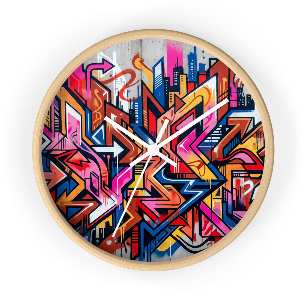 Graffiti Design Wall Clock — Colorful Urban Street Art Timepiece