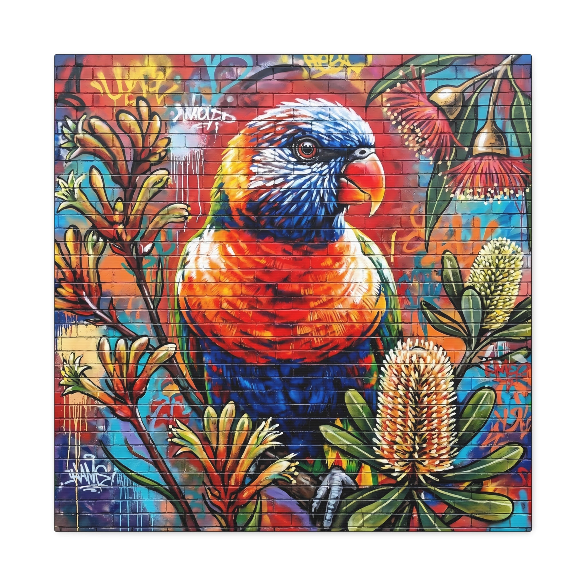 Rainbow Lorikeet Graffiti Canvas Print — Urban Bird Wall Art