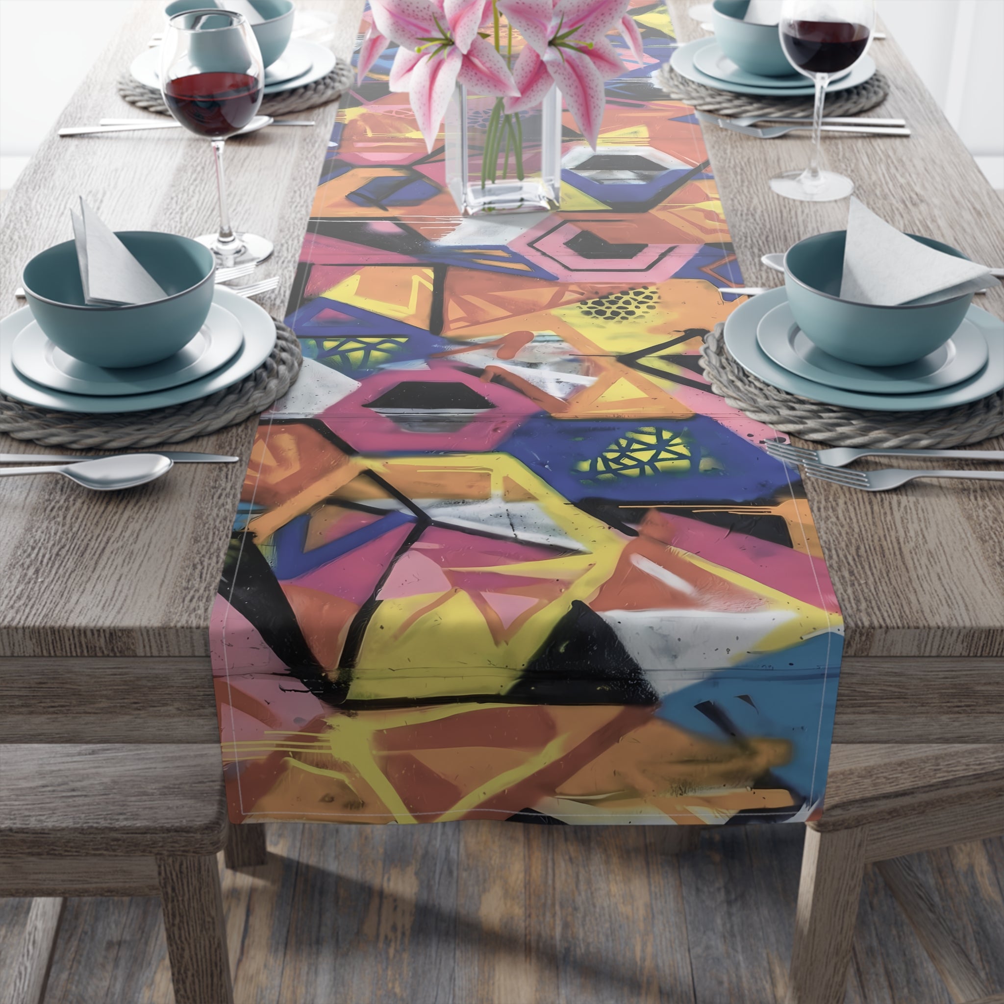 Vibrant Graffiti Art Table Runner
