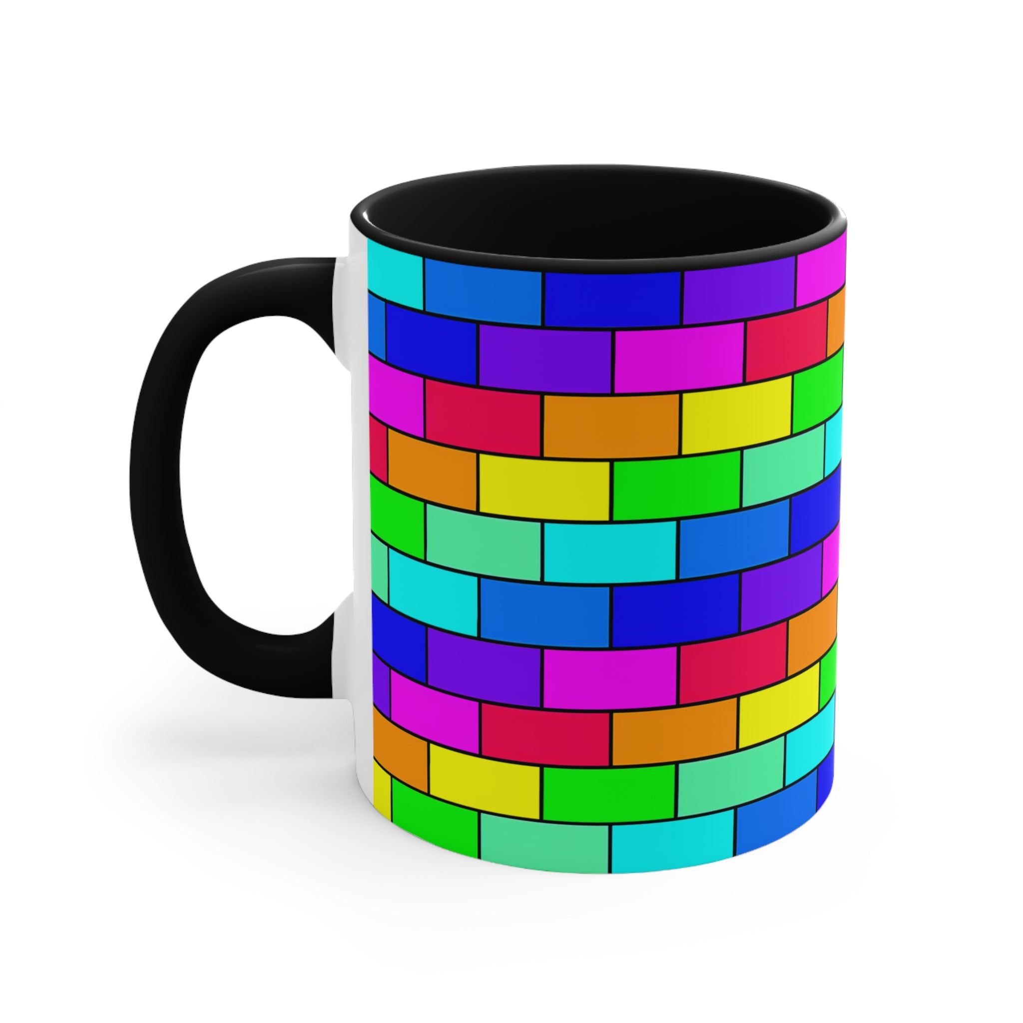 Colorful Accent Mug — Rainbow Brick Wall, 11oz