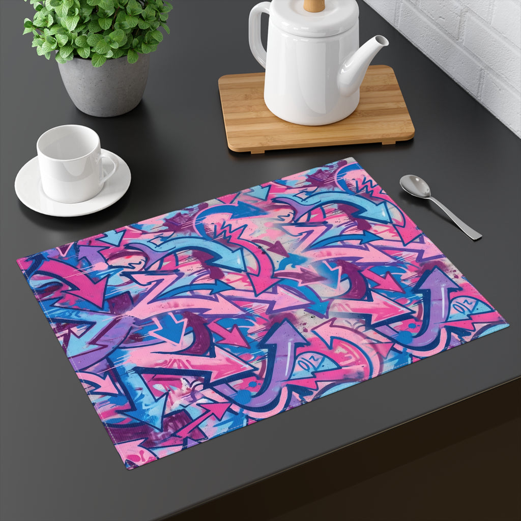 Graffiti Arrow Placemat — Pink & Blue Street Art Table Mat