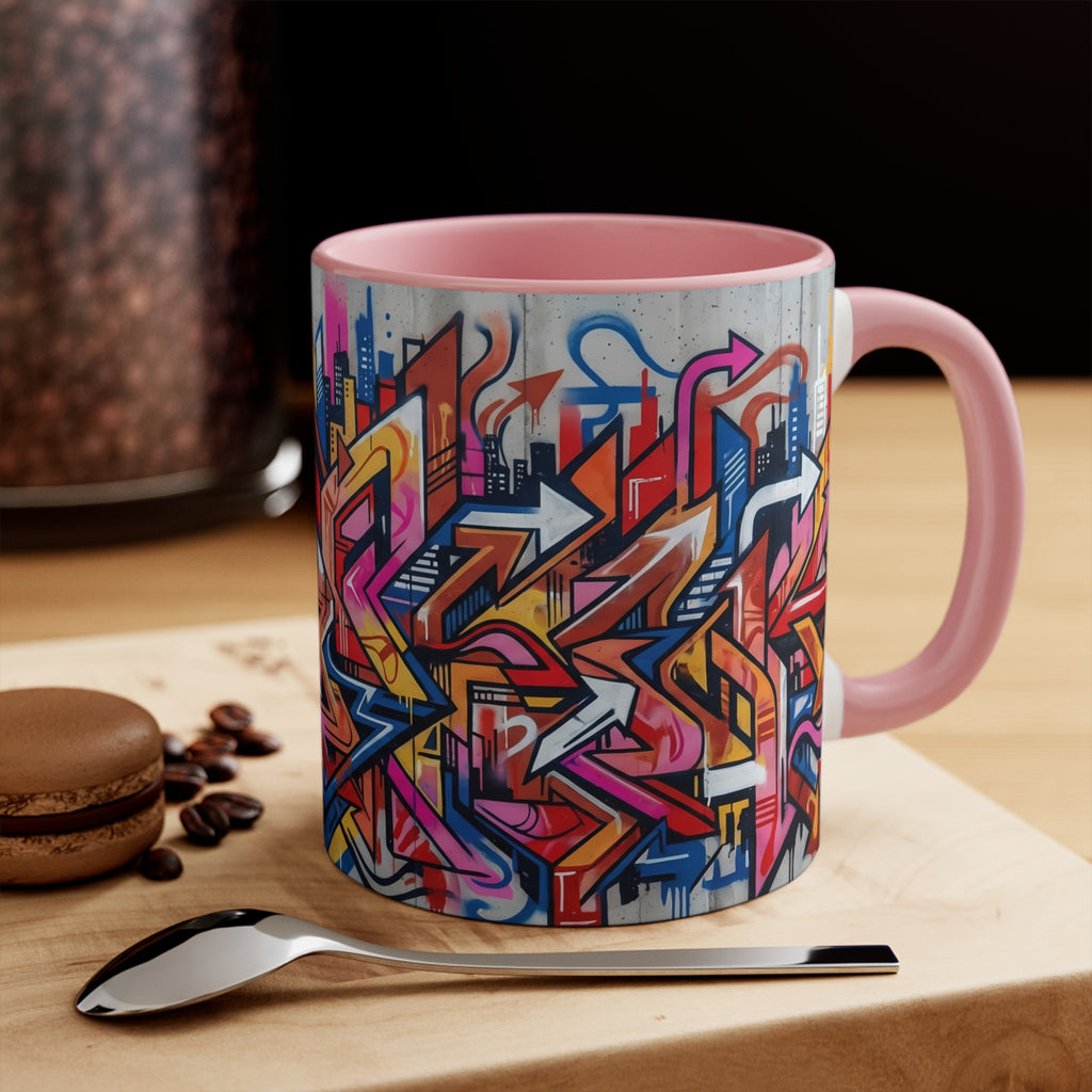 Graffiti Street Art Accent Mug — Colorful Urban Skyline 11oz